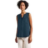 Street One - Blousetop - Turkoois - Mouwloos - Met Borstzakken