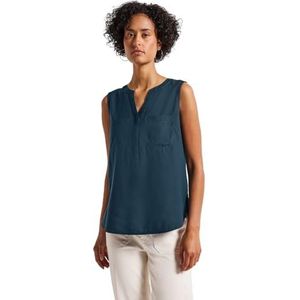 Street One - Blousetop - Turkoois - Mouwloos - Met Borstzakken