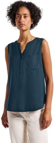 Street One - Blousetop - Turkoois - Mouwloos - Met Borstzakken