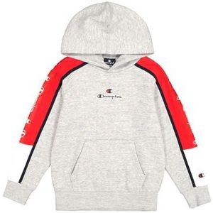 Champion Legacy Retro Sport B (306856) - Ultralicht Soft Compact Fleece Taped Sweatshirt met capuchon, Grijs Melange/Miglione (NOXM/CRD/NNY), 13-14 jaar (XL) kinderen FW24, grijs gemêleerd/bel