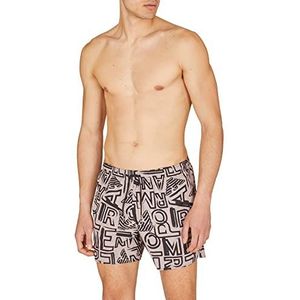 Emporio Armani Swimwear Men's Emporio Armani Graphic Patterns Boxer Short Swim Trunks, zand/zwart, 48, zand/zwart.