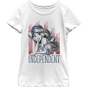 Disney Princess Independent Jas Girl's Solid Crew Tee, White, X-Small, Weiß, XS