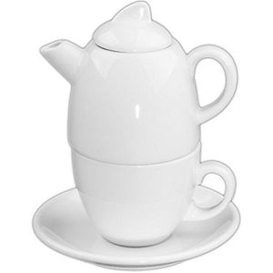 Holst Porzellan Tea for One Opzet- en portiekan serveerset 3-delig, porselein, pannenset, 14 cm