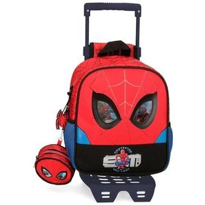 Marvel Spiderman Protector voor kleuterschool, aanpasbaar, voor kinderen, Rood, Mochila Preescolar con Carro, kleuterrugzak met trolley