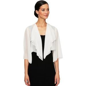 Alex Evenings Dames kort bolero schouderophalen jas jurk shirt, Ivoor, XL