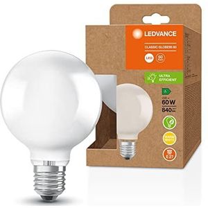 LEDVANCE LED spaarlamp, frosted globe, E27, warm wit (3000K), 4 watt, vervangt 60W gloeilamp, zeer efficiënt en energiebesparend, set van 1