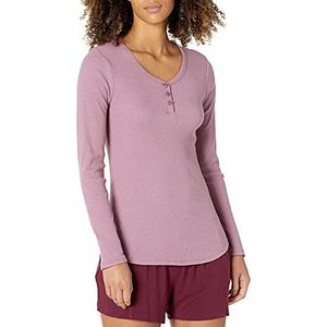 Dickies Women's Long Sleeve Henley Shirt, Dusky Orchid Single DYE, XL