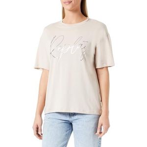 Replay T-shirt voor dames, regular fit, korte mouwen, 893 Light Beige, XXS
