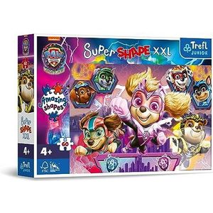 Trefl Junior-PAW Patrol: The Mighty Movie, Vrolijke honden-Puzzel 60 XXL Super Shape-Gekke puzzelvormen, Kleurrijke puzzel met de helden van de cartoon, Plezier voor kinderen vanaf 4 jaar