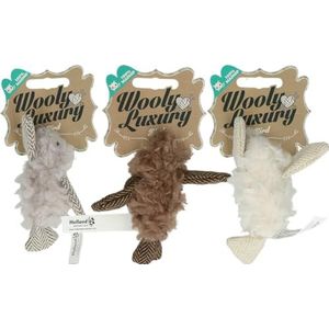 Wooly Luxury Speelgoed met veren voor katten, vogel, wit