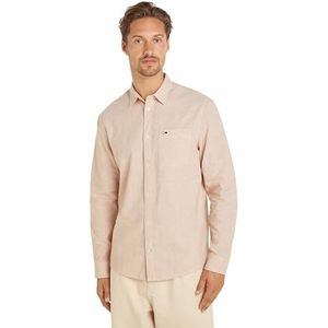 Tommy Jeans Heren TJM REG linnen mix shirt, tawny zand, XXL, Tawny Zand, XXL