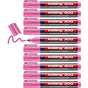 edding 300 permanent marker - roze - 10 stiften - ronde punt 1,5-3 mm - watervast, sneldrogend - wrijfvast - voor karton, kunststof, hout, metaal, glas