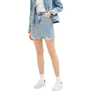 TOM TAILOR Denim Dames 1036622 Mini Rock, 10122-Destroyed Light Stone Blue Denim, XS, 10122 - Destroyed Light Stone Blue Denim, XS