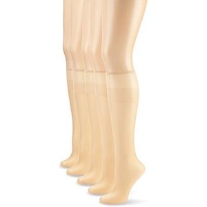 Alleen de dames kniekousen 626969/5-pack kniekousen zijdefijn, 5-pack 15 DEN, maat One size, beige (teint 114)