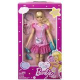 Barbie Pop voor peuters en kleuters, blond haar, Mijn Eerste Barbie 'Malibu' pop, speelgoed en cadeau voor kinderen, pluchen kitten, accessoires, zacht en beweegbaar lichaam, HLL19