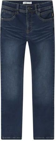 NAME IT Nkmsilas Slim Fleece Jeans 3023-An O, donkerblauw (dark blue denim), 128