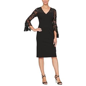 Alex Evenings korte etui-jurk voor dames, met versierde illusie-details, jurk voor speciale gelegenheden, zwart kant, 42, kant, zwart, 42