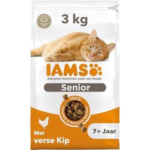 IAMS Senior Kattenvoer droog met kip - droogvoer voor oudere katten vanaf 7 jaar, 3 kg