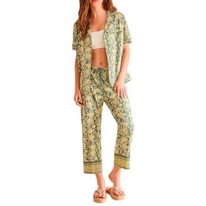 Women'secret Dames Pijama capri dagelijkse boho pyjama, Estampado Verde, Estampado Verde, XS