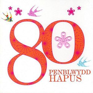 Claire Giles Sherbet zondag Welsh Penblwydd Hapus 80e verjaardagskaart - roze