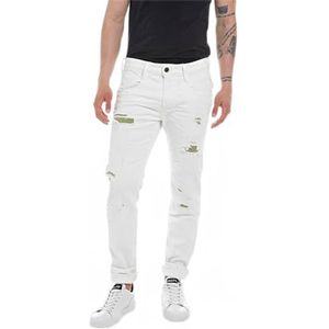Replay Anbass Slim Fit Broken Edge Jeans voor heren, Optical White 001, 30W / 30L
