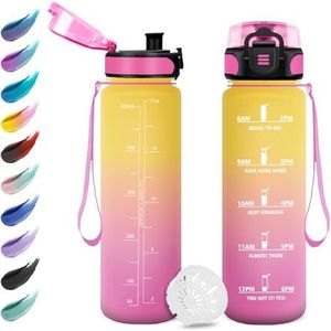 Motiverende drinkfles voor kinderen, 500 ml, eenvoudige reiniging, sportfles met tijdsweergave, drinkfles voor kinderen, met filter, drinkfles voor sportschool, hardlopen, yoga, kantoor, school,