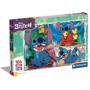 Clementoni Supercolor Disney Stitch Puzzel – Maxi Puzzel – 104 stukjes – Kinderpuzzel – Vanaf 4 jaar