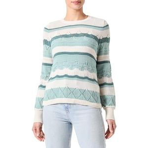 ONLY Onlvanessa Life Ls Cc KNT Pullover voor dames, Ecru/Stripes:w. Jadeite/Laurel Wreath, L