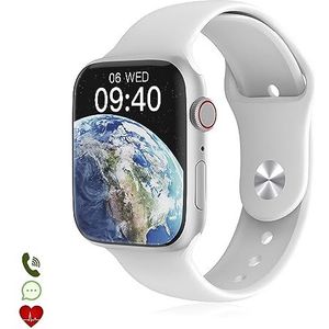 DAM W29 MAX Smartwatch met 2,1-inch display en Always On-modus, 24-uurs hartslagmonitor, O2 in het bloed, app-meldingen, 4,8 x 1,1 x 3,9 cm, kleur: wit