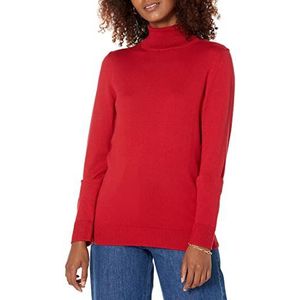 Amazon Essentials Women's Lichtgewicht coltrui met lange mouwen en klassieke pasvorm (verkrijgbaar in grote maten), Rood, XL