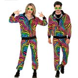 Widmann - trainingspak in kostuum, dierenprint, neonregenboogkleuren, outfit uit de jaren 80, joggingpak, outfit met slechte smaak, verkleedkostuums, veelkleurig
