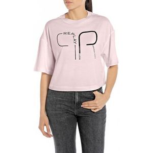 Replay Cropped T-shirt voor dames, korte mouwen, 066 Bubble Pink, XS