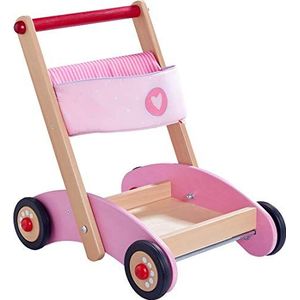 HABA 304396 - loopwagen met glitters, loophulp van hout en stof met transportvak en tas voor speelgoed, vanaf 10 maanden