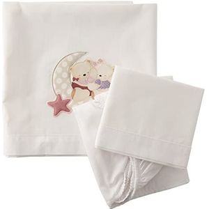 Loving Bear Mini Wieg Lakens Wit Roze