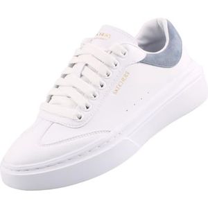 Skechers Dames Cordova Classic beste gedrag, witte Duraleather/blauwe trim, 4 UK, Witte Duraleather Blauwe Trim, 4