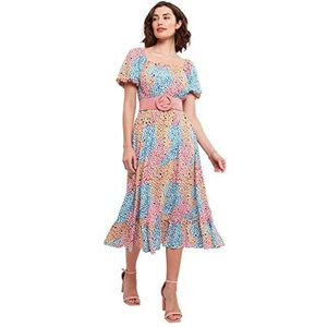 Joe Browns Kleurrijke midi-jurk met luipaardprint voor dames, veelkleurig, 10, Meerkleurig, 36