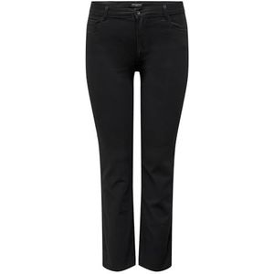 ONLY Carmakoma Caraugusta Straight Fit Jeans voor dames, met hoge taille, rechte pasvorm, zwart, 44W x 34L