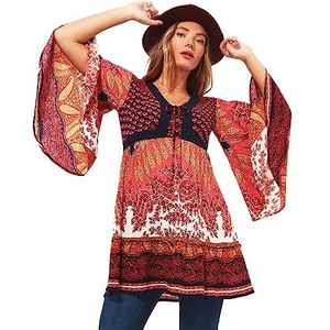 Joe Browns Dames Boho Print Gehaakte Trim Floaty Mouw Tuniekjurk, Veelkleurig, 16, Meerkleurig, 42