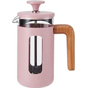 La Cafetière Pisa Cafetière, 3 Kopjes/350 Ml, Hittebestendig Borosilicaatglas En Roestvrij Staal Met Easy-Grip Zuiger, Kleine French Press Koffiezetter Voor Losse Thee En Gemalen Koffie, Roze