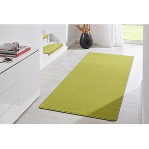 Hanse Home Fancy Indoor tapijt, effen, modern, velours tapijt voor eetkamer, woonkamer, kinderkamer, hal, slaapkamer, keuken, groen, 80 x 200 cm
