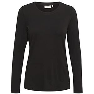 KAFFE Dames T-shirt met lange mouwen, slim fit, ronde hals, jersey, hip lengte, dames, Black Deep, XL