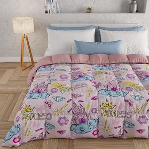 PETTI Artigiani Italiani - Winterdekbed, winterdekbed, dubbelzijdig, effen en digitale print, 100% anti-allergische microvezel, gemaakt in Italië