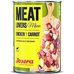 Josera Meat Lovers Menu Kip with Carrot | Natvoer voor honden | Hoog vleesgehalte | glutenvrij | sappige kip, heerlijk rundvlees en varken met rijst en wortel | Compleet voer | 6 x 800 g