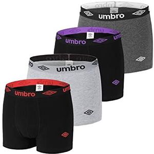Umbro Boxershorts voor heren, katoen, onderbroek voor heren, gevoelige huid, anti-irritatie (4 stuks), Zwart, S