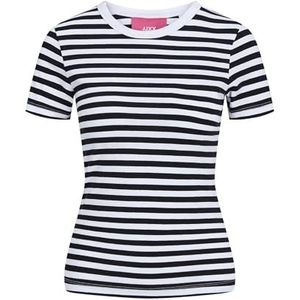 Jxgigi STR Ss Stripe Tee JRS Sn, Helder Wit/Stripes: zwart, L