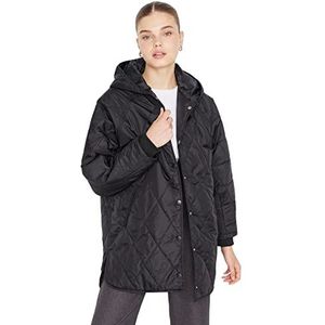 Trendyol Dames capuchon effen oversized winterjas jas, zwart, XS, Zwart, XS