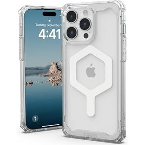 URBAN ARMOR GEAR Plyo Case compatibel met Apple iPhone 15 Pro Max [Draadloos opladen/Magnetisch opladen compatibel, botsbestendige Air-Soft hoeken, verhoogde rand] ijs (transparant) / wit