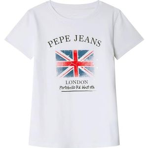 Pepe Jeans T-shirt met vlag voor meisjes, wit(wit), 10 jaar