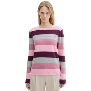 TOM TAILOR Gebreide damestrui met ronde hals, 36285 - Red Block Stripe, XS