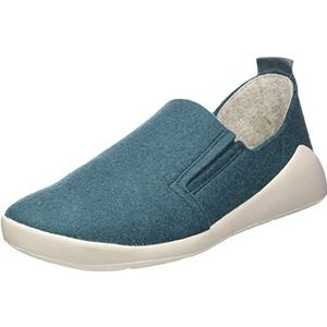 THINK! Duene Home_3-000627 Pantoffels voor dames, duurzaam wolvilt, 8000 Petrol Blu Combi, 41 EU